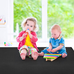 Yogamåtte PVC 183x122cm 8mm sort dobbeltgreb med 2 velcrobånd