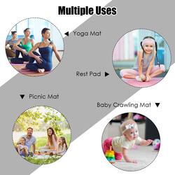 Yogamåtte PVC 183x122cm 8mm sort dobbeltgreb med 2 velcrobånd