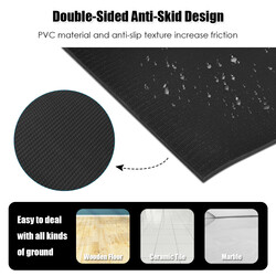 Yogamåtte PVC 183x122cm 8mm sort dobbeltgreb med 2 velcrobånd