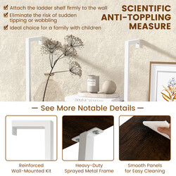 Steghylde brun stålram fem hylder vægmonteret 60x30x180 cm