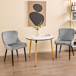 2 stk grå sammetsæder med ryglæn og metalben 60x52x80 cm