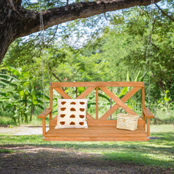 To-sædet terrassegynge stol i naturlig fyrretræ 134 cm 240 kg