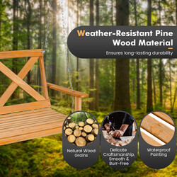 To-sædet terrassegynge stol i naturlig fyrretræ 134 cm 240 kg