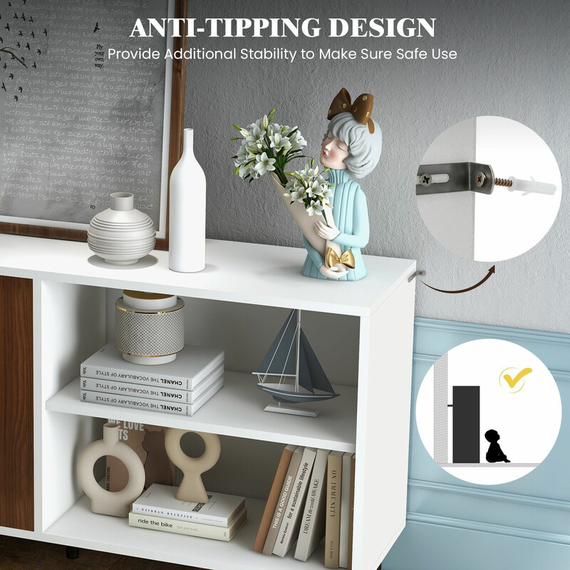 Sidebord i valnød 148 x 40 x 75 cm med to skabe