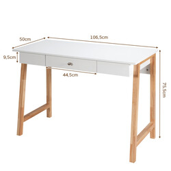 Skrivebord med skuffe i naturlig MDF og gummitræ 106 cm bred