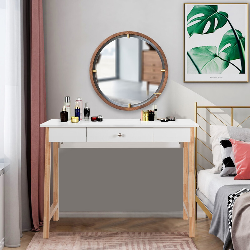 Skrivebord med skuffe i naturlig MDF og gummitræ 106 cm bred