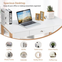 Skrivebord med skuffe i naturlig MDF og gummitræ 106 cm bred