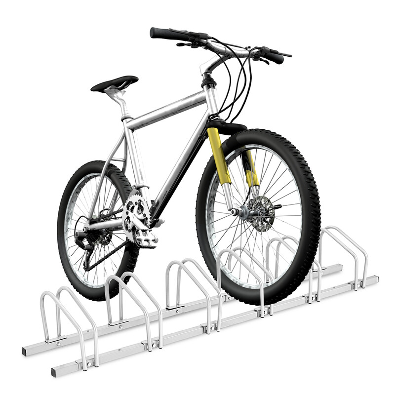 Stål cykelstativ til 6 cykler sølv vejrbestandig 180x32