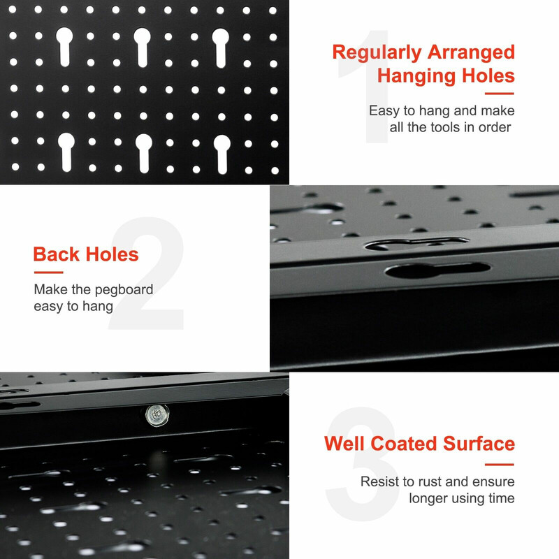 Værktøjsvæg i stål 120 x 60 cm med 25 tilbehør