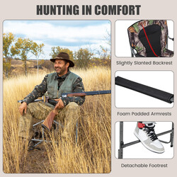 Sammenklappelig jagtstol camouflagemønster metalramme 150 kg kapacitet sidebord