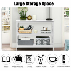 Konsolbord MDF hvid 100x33x80 cm tre niveauer med hylde