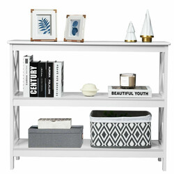 Konsolbord MDF hvid 100x33x80 cm tre niveauer med hylde