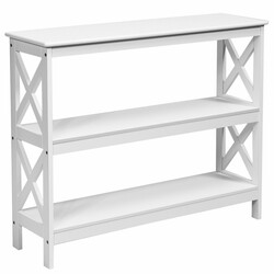 Konsolbord MDF hvid 100x33x80 cm tre niveauer med hylde