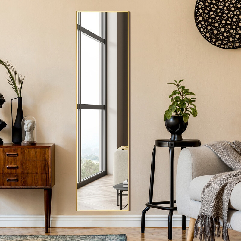 Fuldkropsspejl 160 x 40 cm guld aluminiumramme splintfrit glas