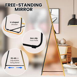 Fuldkropsspejl 160 x 40 cm guld aluminiumramme splintfrit glas