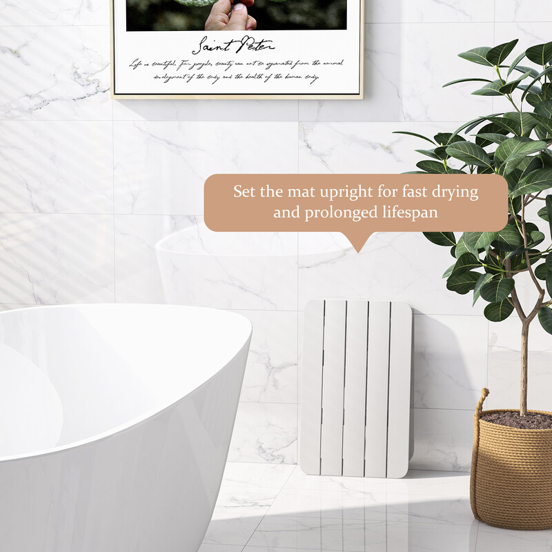 Badeværelsesmåtte hvid HIPS 55 x 34 cm skridsikker 150 kg