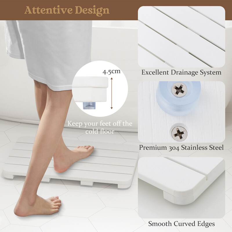 Badeværelsesmåtte hvid HIPS 55 x 34 cm skridsikker 150 kg