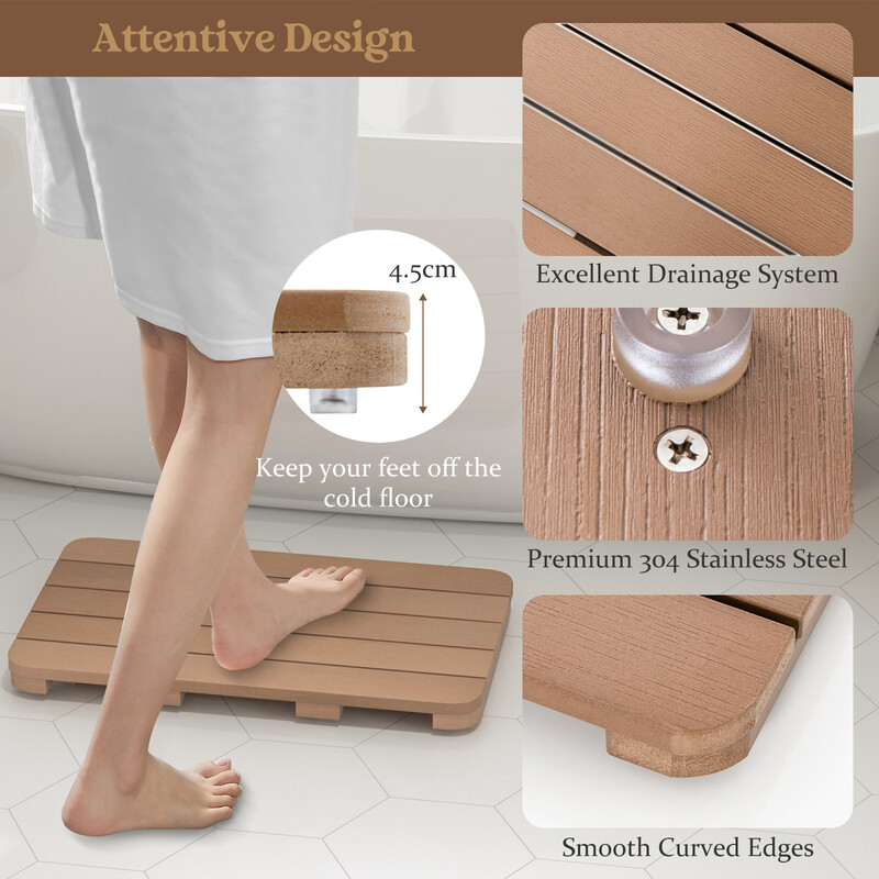 Bademåtte HIPS 55x34 cm brun 150 kg belastning slipfri