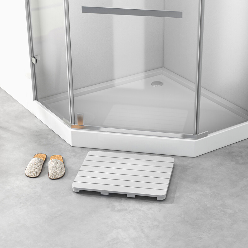 Badeværelsesmåtte HIPS plast hvid halkfri 60x48 cm 150 kg belastning