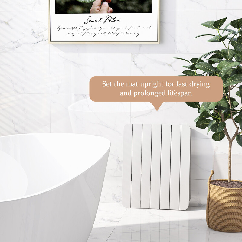 Badeværelsesmåtte HIPS plast hvid halkfri 60x48 cm 150 kg belastning