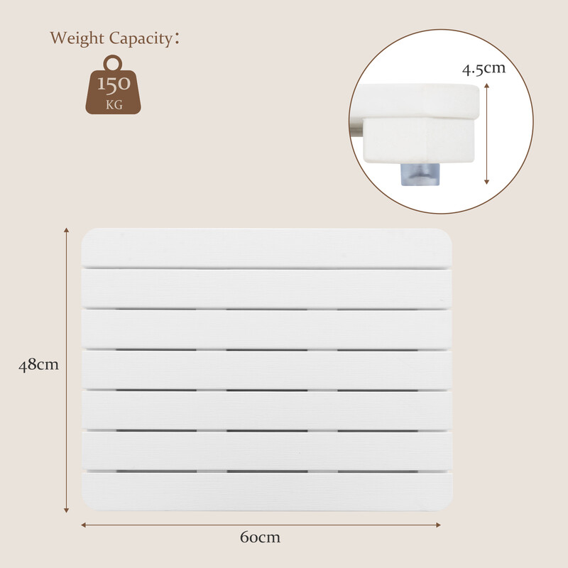 Badeværelsesmåtte HIPS plast hvid halkfri 60x48 cm 150 kg belastning