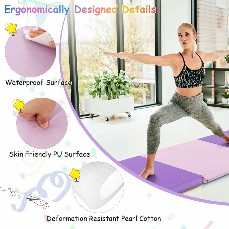 Sammenklappelig træningsmåtte 180x60 cm vandtæt PU med håndtag