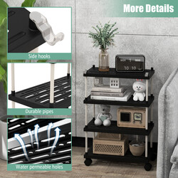 Opbevaringsvogn sort med 4 niveauer hjul 40x21x59