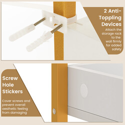 Toiletopbevaring med 3 hylder og 4 kroge i hvid metalramme