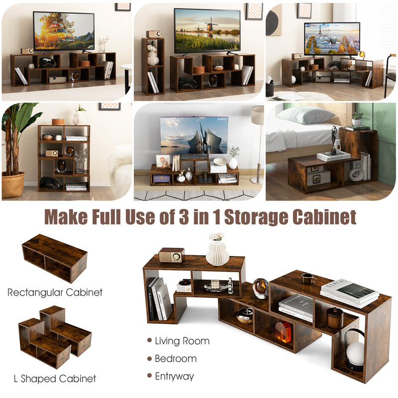 TV-bænk hvid spånplade justerbar bredde 134-180 cm til 165 cm tv