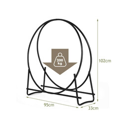 Brændefod metal sort 95x33x104 cm indendørs udendørs 1 stk