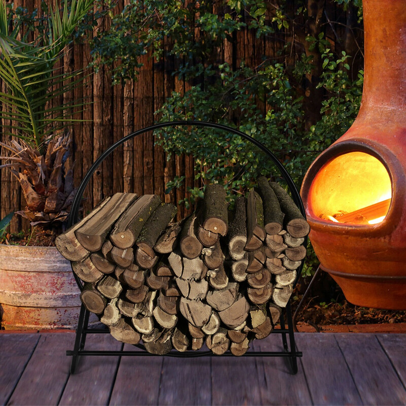 Brændefod metal sort 95x33x104 cm indendørs udendørs 1 stk