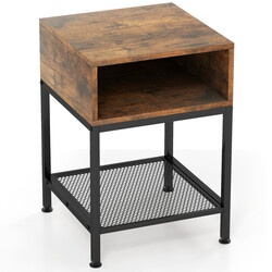 Sidebord landlig træ og metal 40x40x57