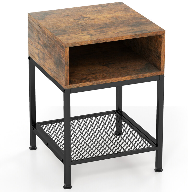 Sidebord landlig træ og metal 40x40x57