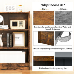 Bogreol rustik brun spånplade MDF 3 niveauer 50x30x75 cm