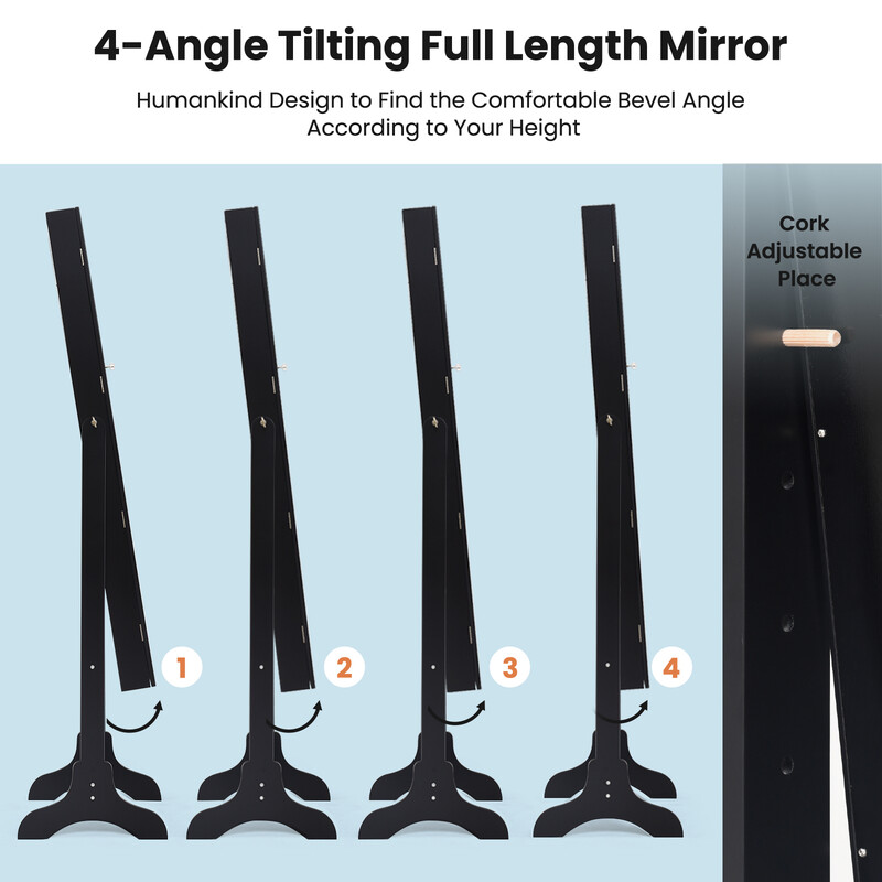 Stående smykkeskab sort MDF fløjl med spejl lås 46x37x156 cm