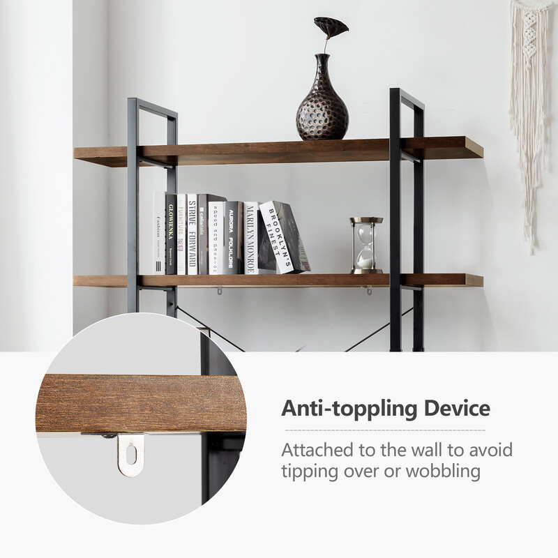 Hylde industriel brun 5-plans 120x28x178 cm spånplade jern