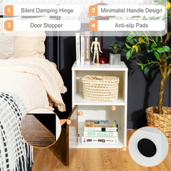 2 stk natbord i træ hvid 40x40x59 cm 3 niveauer