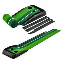 Golftræningsmåtte PP/TPE automatisk boldretur to huller 250 cm