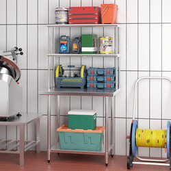 Rostfrit stålhylle to niveau 92x30x85 cm justerbar køkken værksted