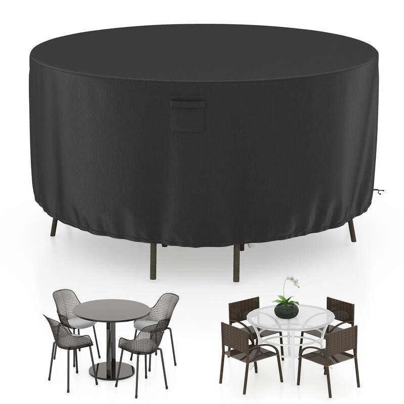 Rundt overtræk sort PU-belagt polyester 158 cm diameter 70 cm højde