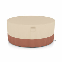 Rundt terrassovertræk 183 cm beige PU-belagt polyester med ventilation og spænder