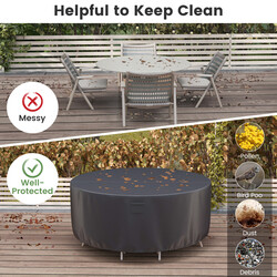 Rundt overdrag sort PU‑belagt polyester 213 cm diameter ventilation