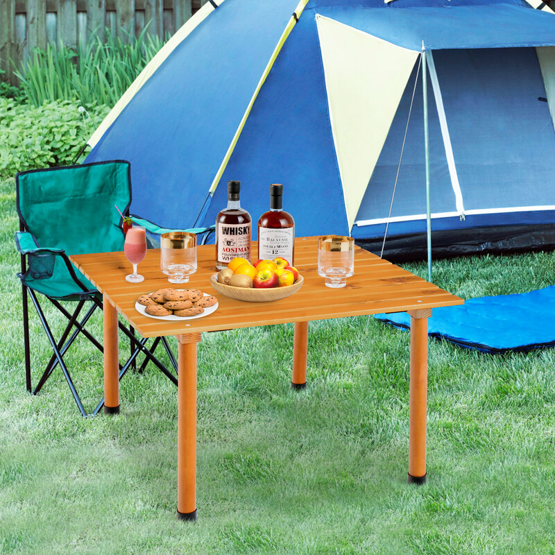 Sammenklappeligt gran campingbord 69x69 cm med bæretaske til strand og picnic