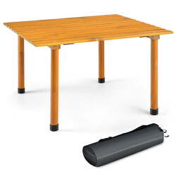 Sammenklappeligt gran campingbord 69x69 cm med bæretaske til strand og picnic