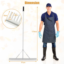 Aluminiumrække 174 cm skaft 91 cm bredt hoved til havearbejde og landskabsdesign