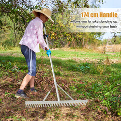 Aluminiumrække 174 cm skaft 91 cm bredt hoved til havearbejde og landskabsdesign