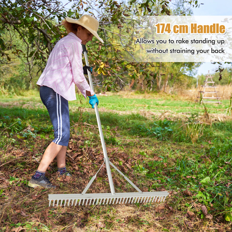 Aluminiumrække 174 cm skaft 91 cm bredt hoved til havearbejde og landskabsdesign