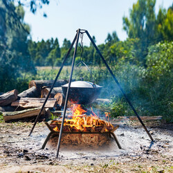 Stål vedholder 46 cm sort robust til indendørs og udendørs brug