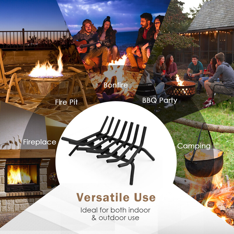 Stål vedholder 46 cm sort robust til indendørs og udendørs brug