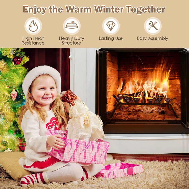 Stål vedholder 46 cm sort robust til indendørs og udendørs brug